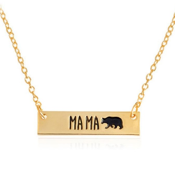 Mama Bear Gold Bar Necklace - Picture 2 of 5